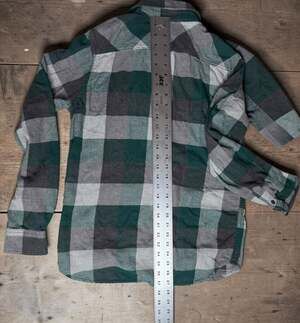 Vans Tailored Fit Plaid Flannel Button Down Shirt Green Grey Small
